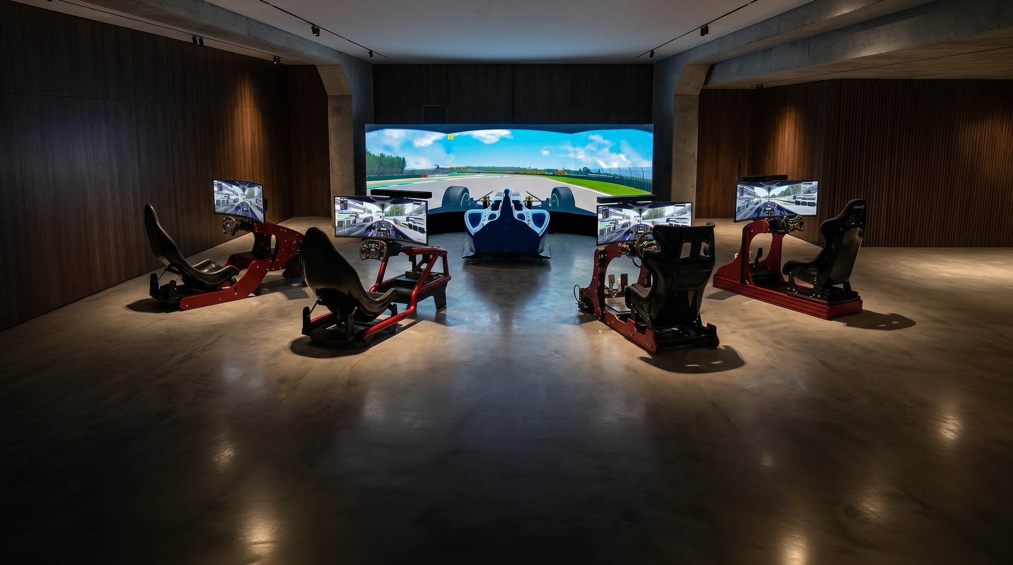 Cool Performance racing simulator range including Formula Pro, GT Pro and more in a modern showroom