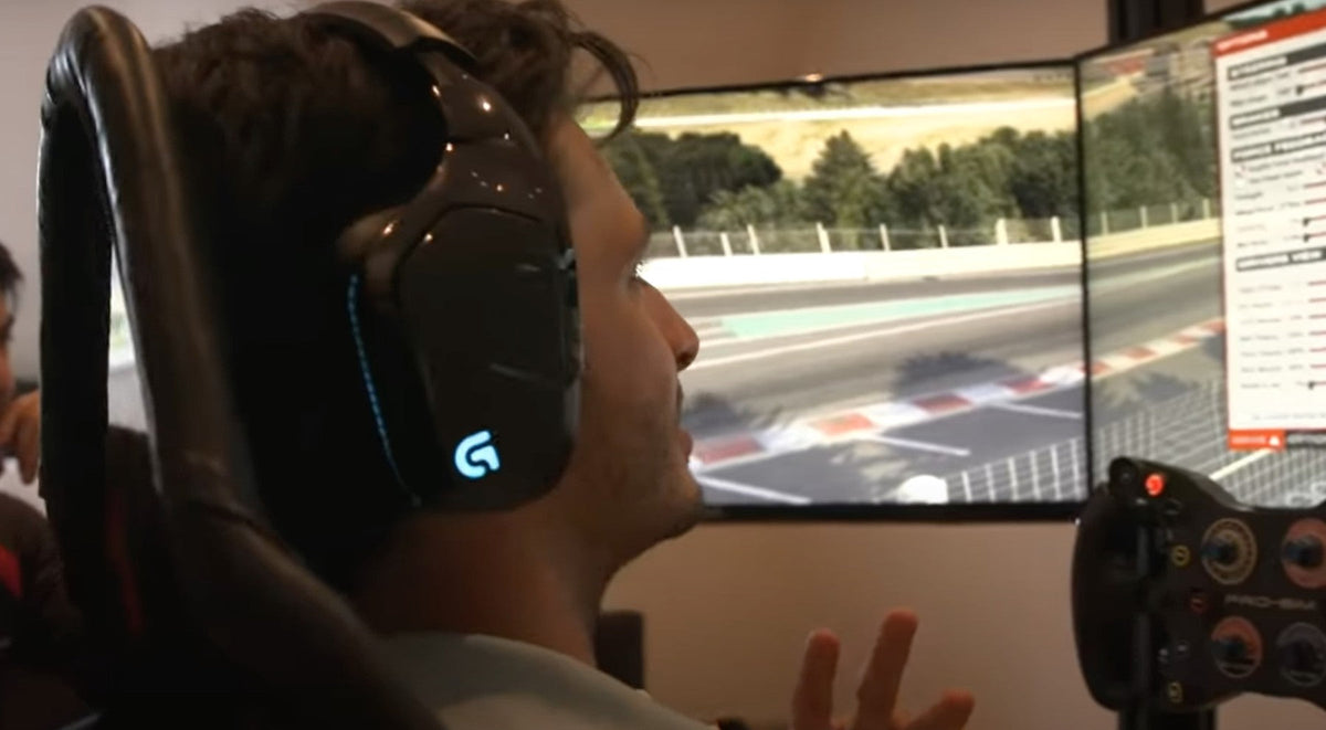 Carlos Sainz driving his Cool Performance Formula Pro simulator