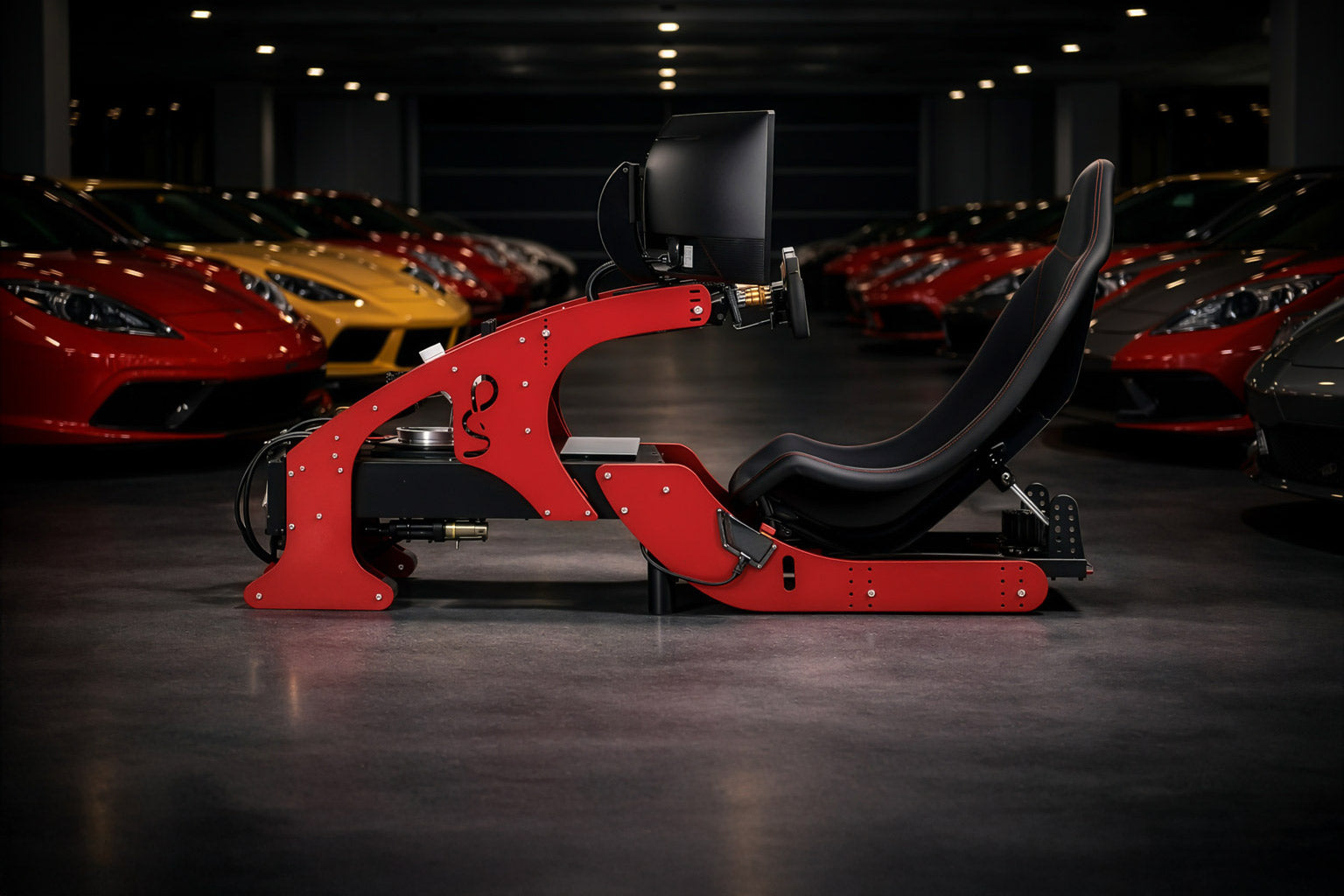 Cool Performance Formula Pro F1 simulator in luxury car garage