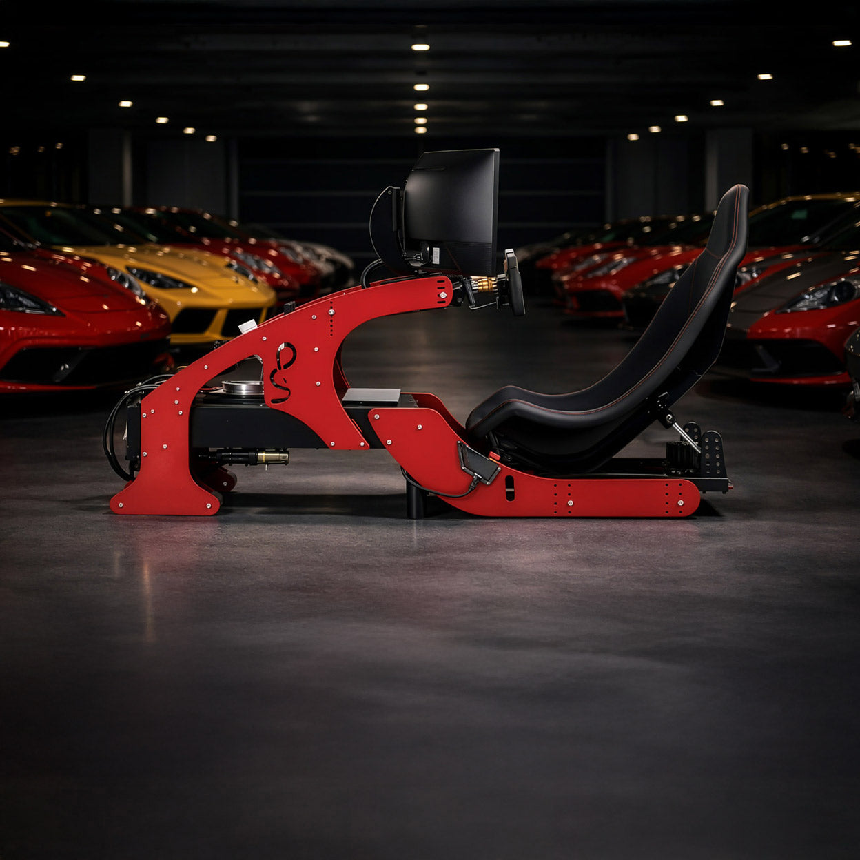 Cool Performance Formula Pro F1 simulator in luxury car garage