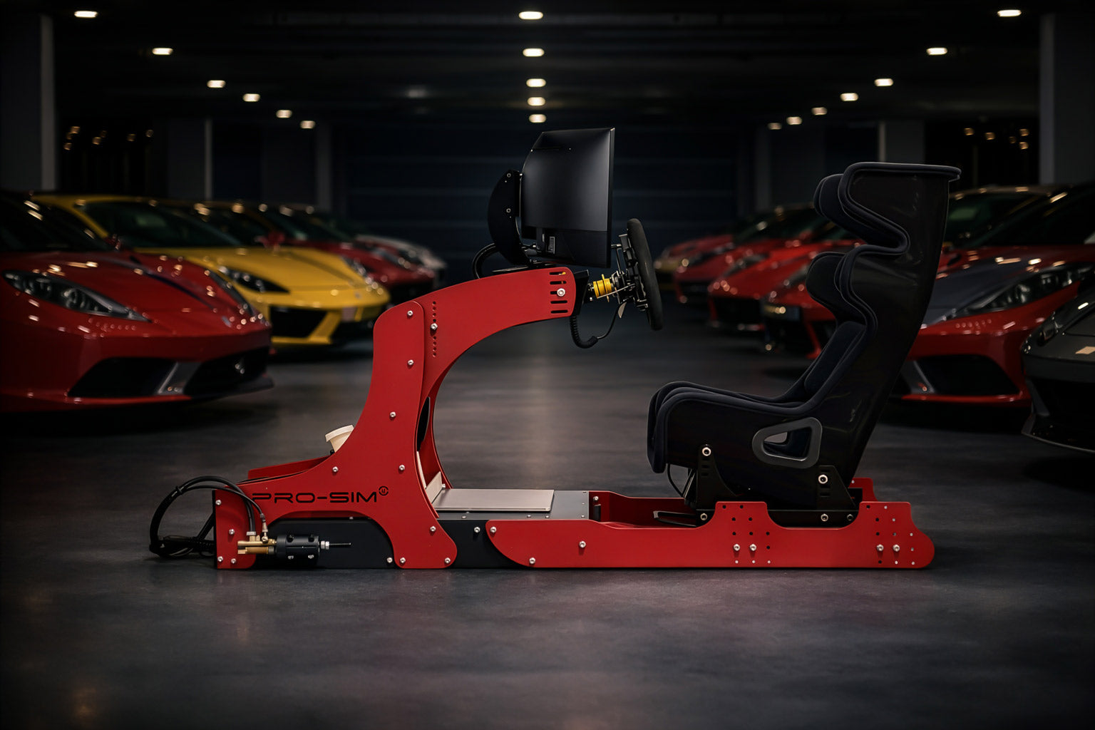 Cool Performance GT Pro GT racing simulator in luxury car garage