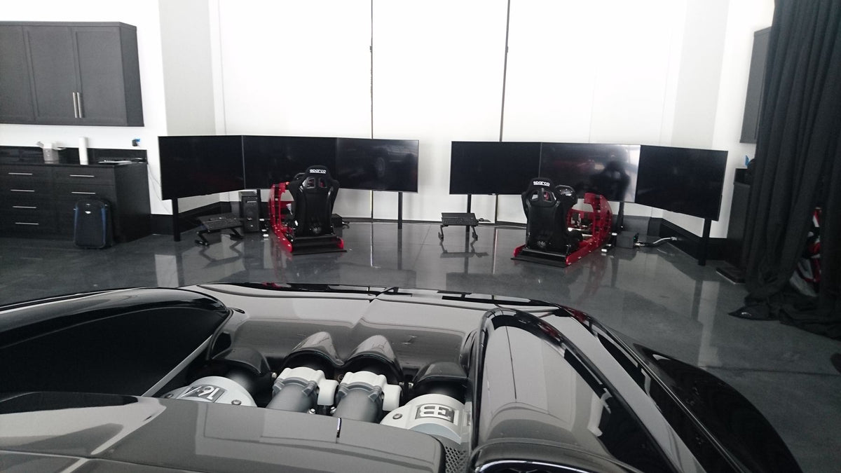 Row of Cool Performance GT Pro simulators in Ian Poulter's garage