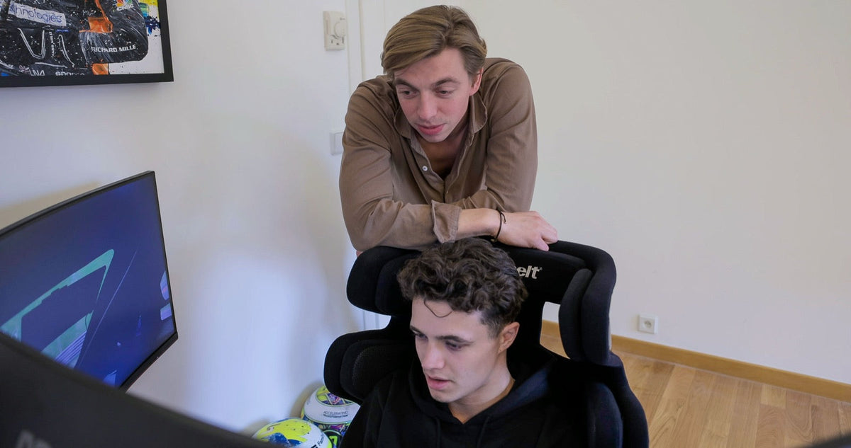 Oliver Norris with F1 driver Lando Norris at his Cool Performance simulator