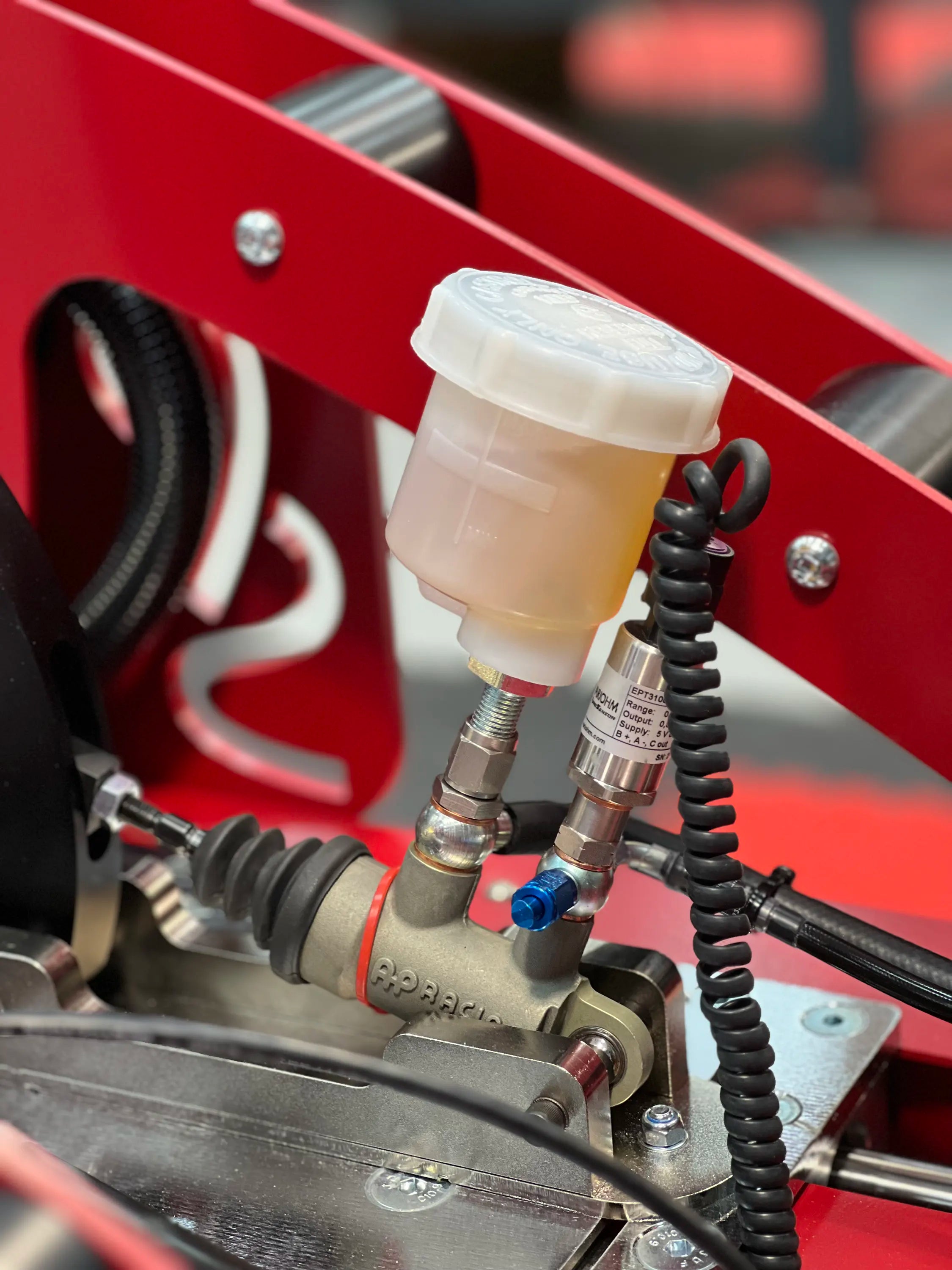 AP Racing Master Cylinder On Cool performance Hydraulic sim racing pedals