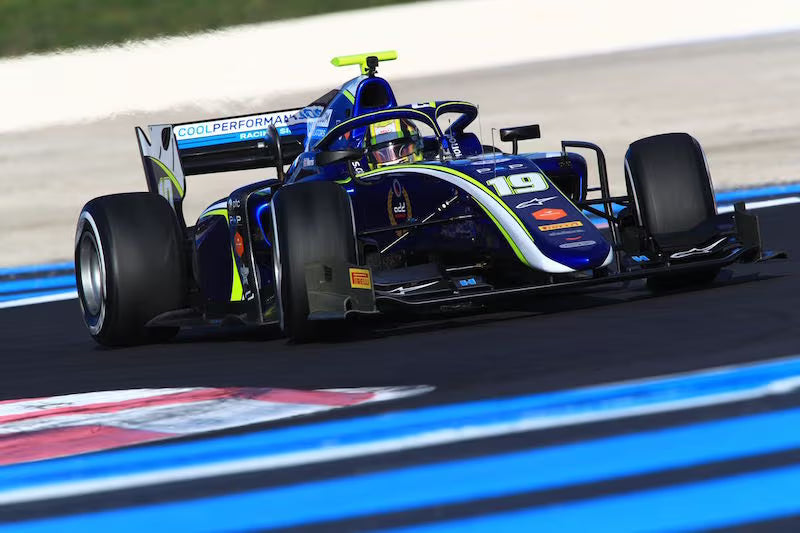 Carlin F2 car with Cool performance branding on the rear wing