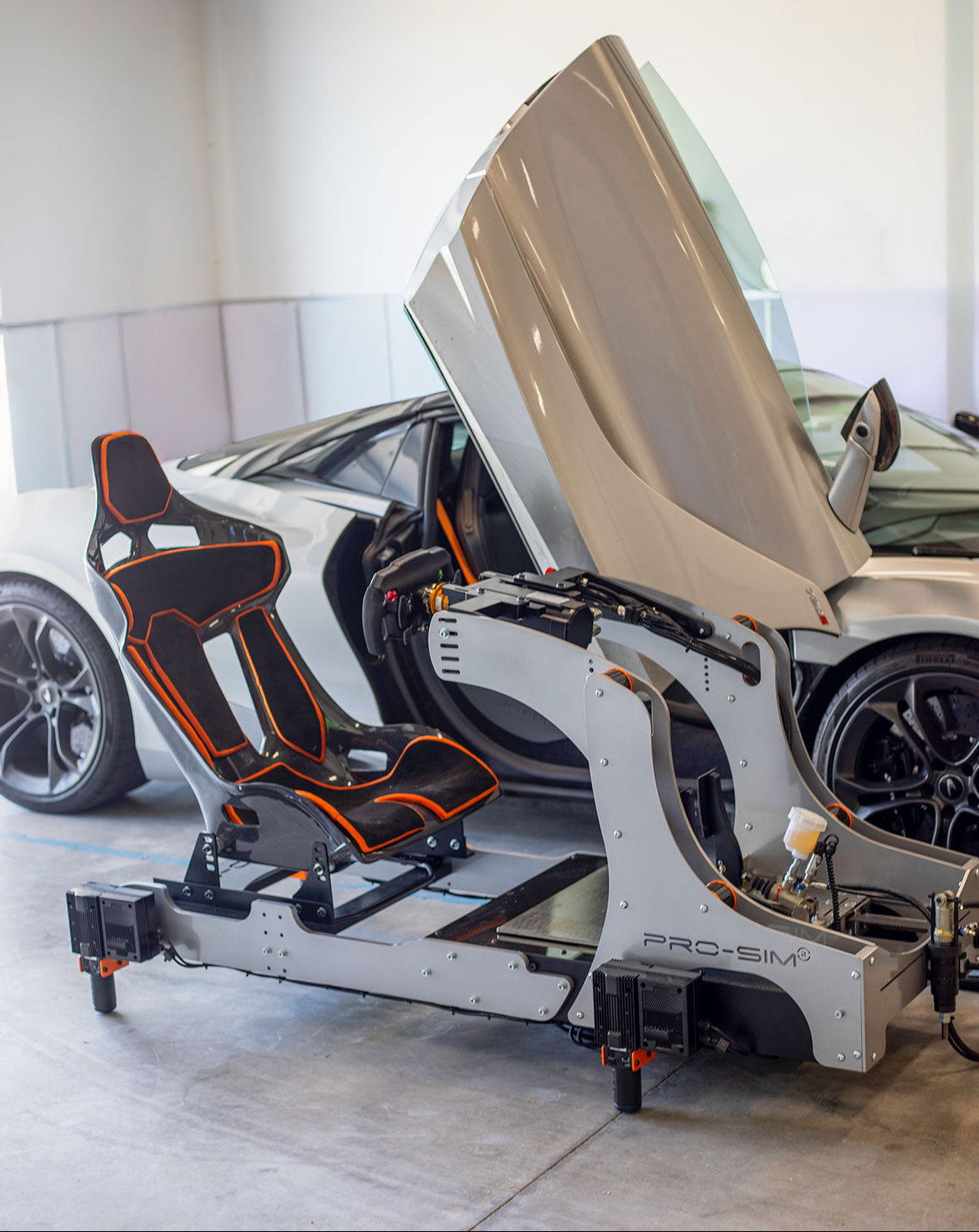 Bespoke sim racing setup using Cool Performance GT Pro with full motion, custom colours and seat