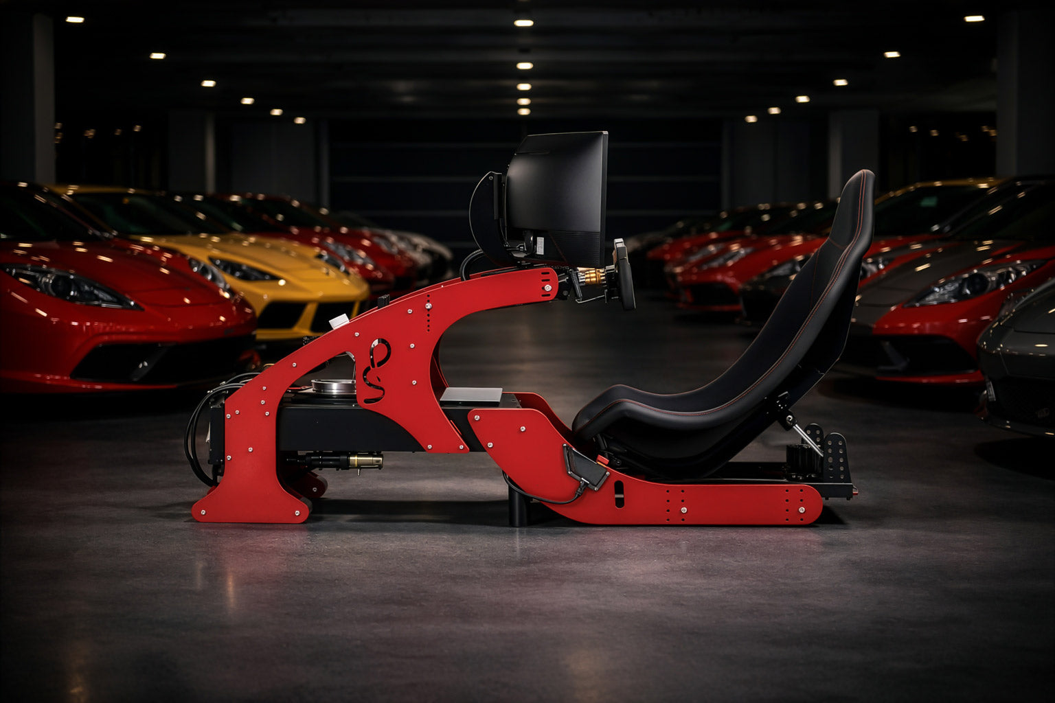Cool Performance Formula Pro F1 simulator in luxury car garage
