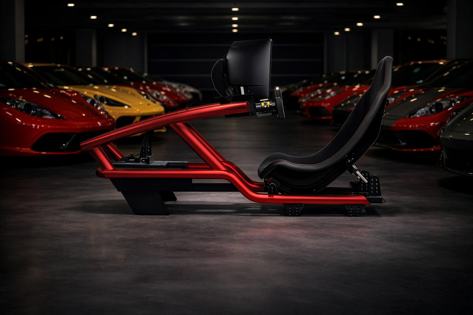 Cool Performance Formula Sport formula racing simulator in luxury car garage