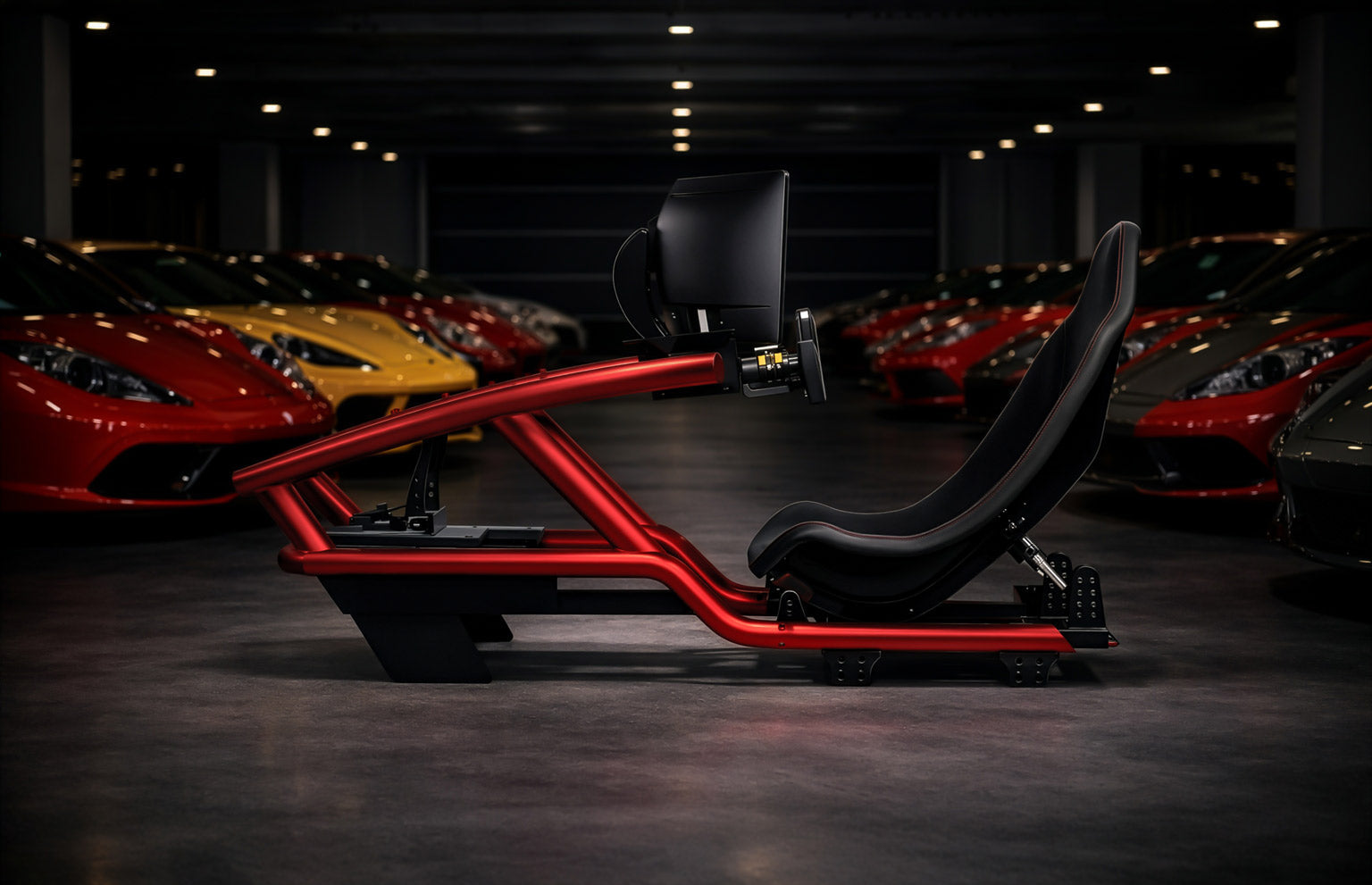 Cool Performance Formula Sport formula racing simulator in luxury car garage