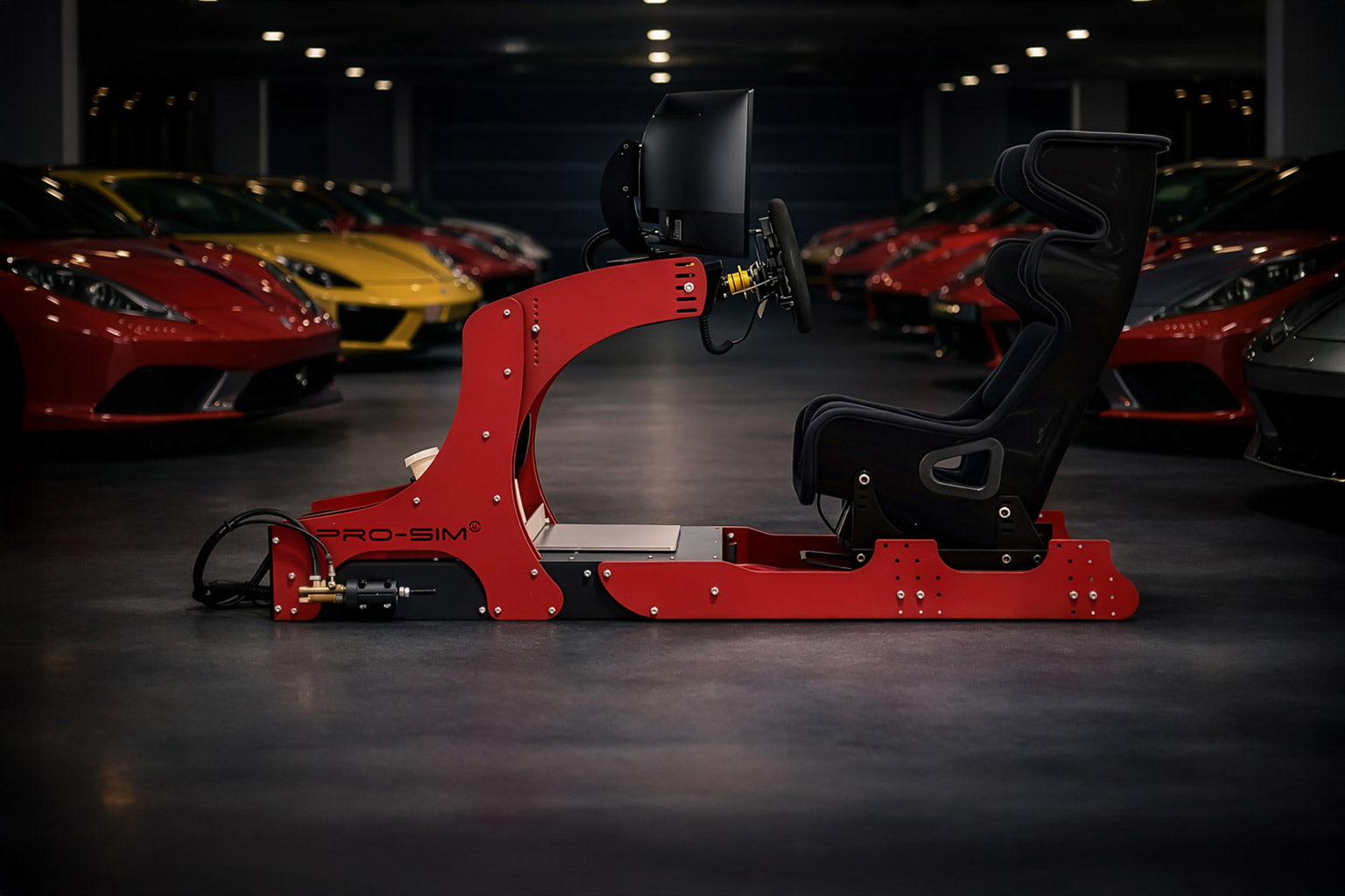 Cool Performance GT Pro GT racing simulator in luxury car garage