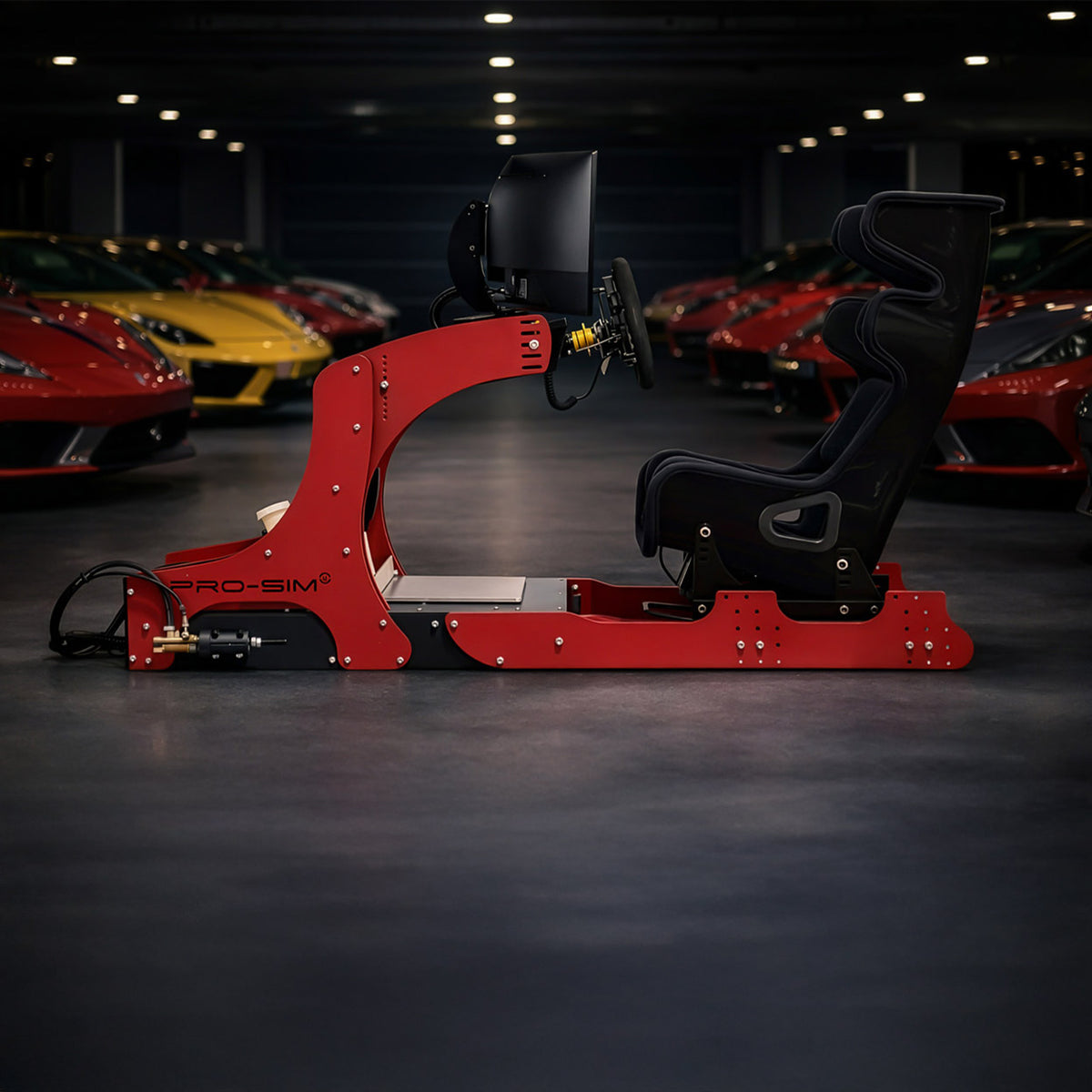 Cool Performance GT Pro GT racing simulator in luxury car garage