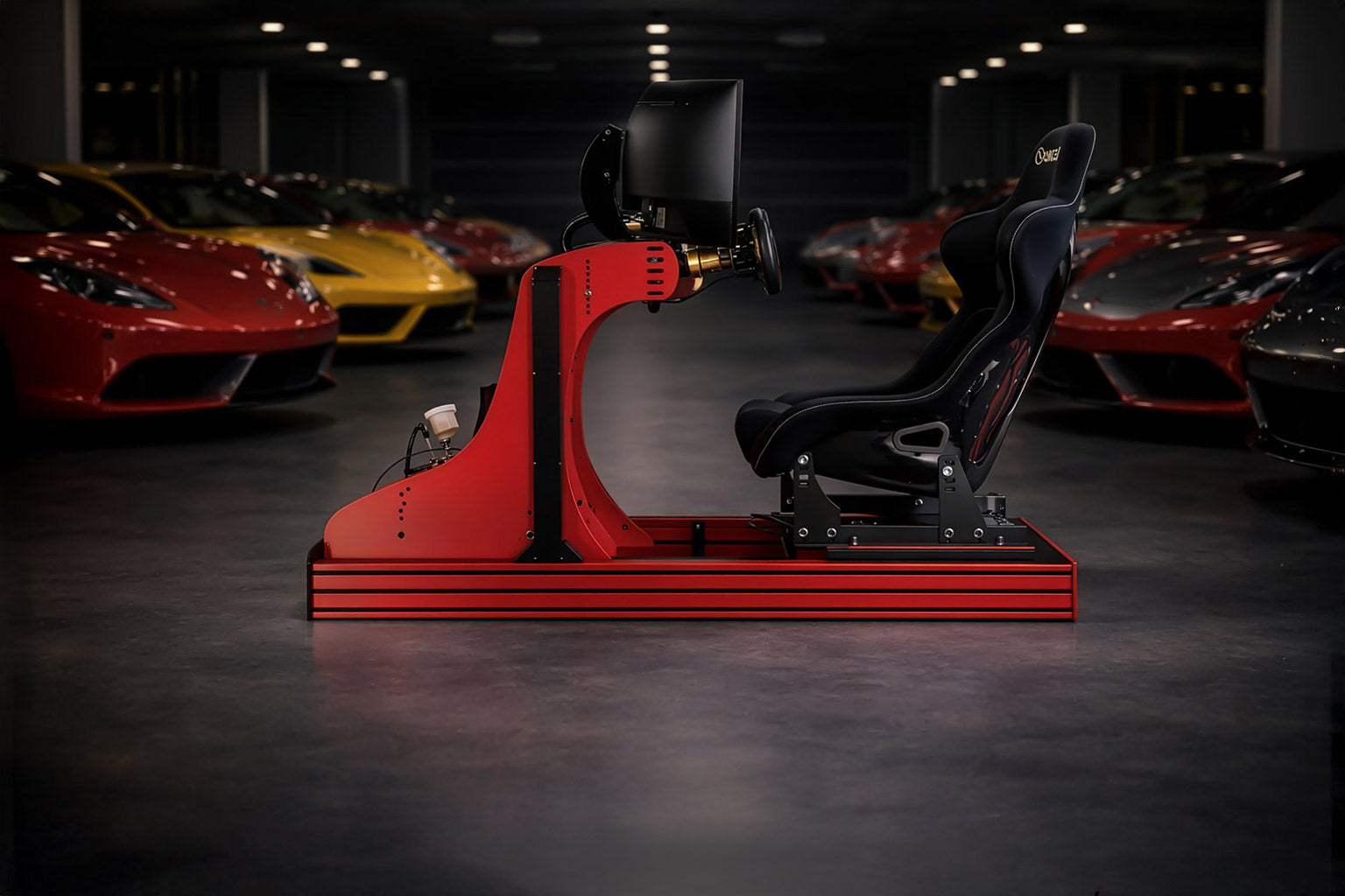 Cool Performance GT sport GT racing simulator in luxury car garage