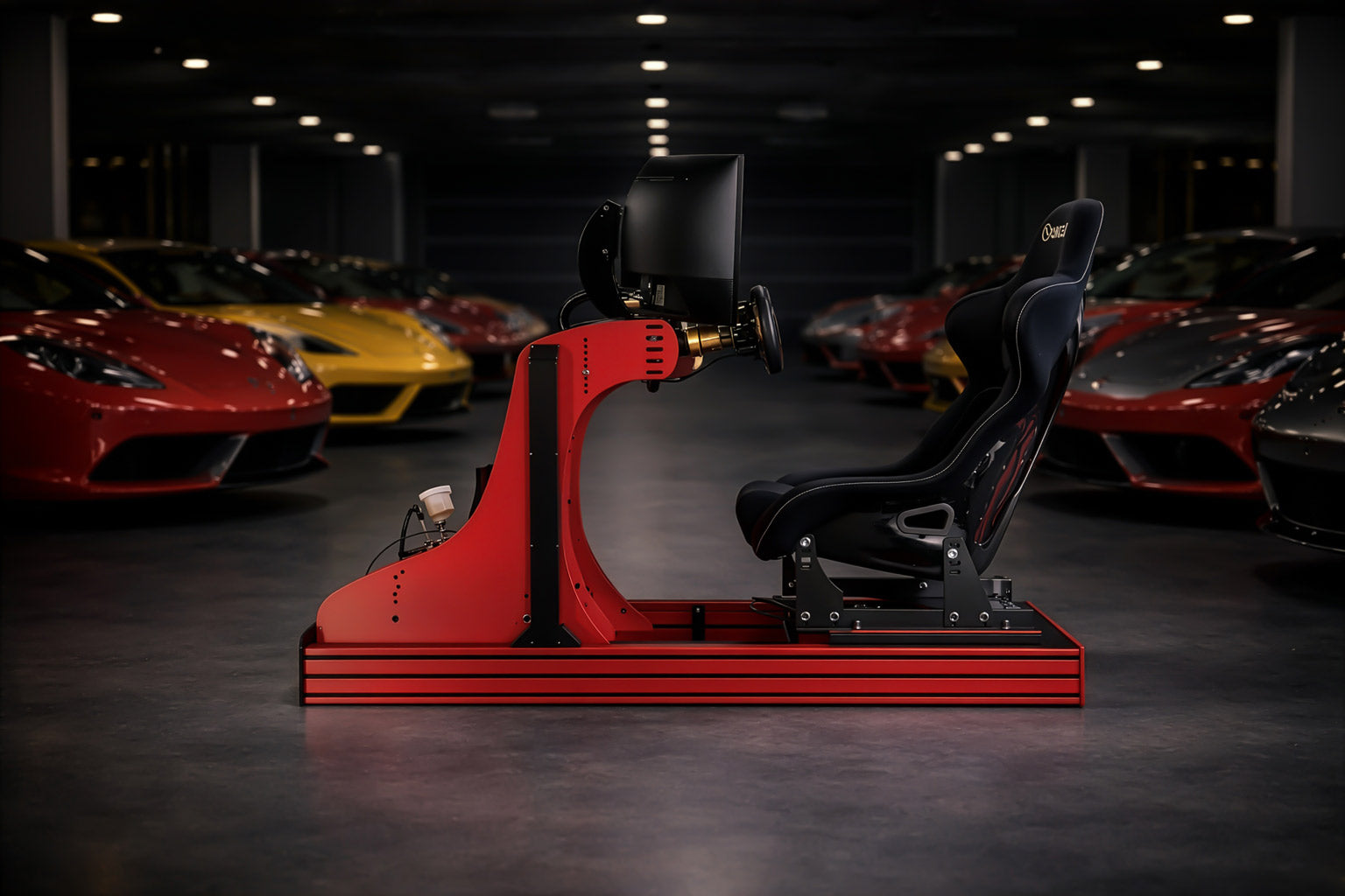 Cool Performance GT sport GT racing simulator in luxury car garage