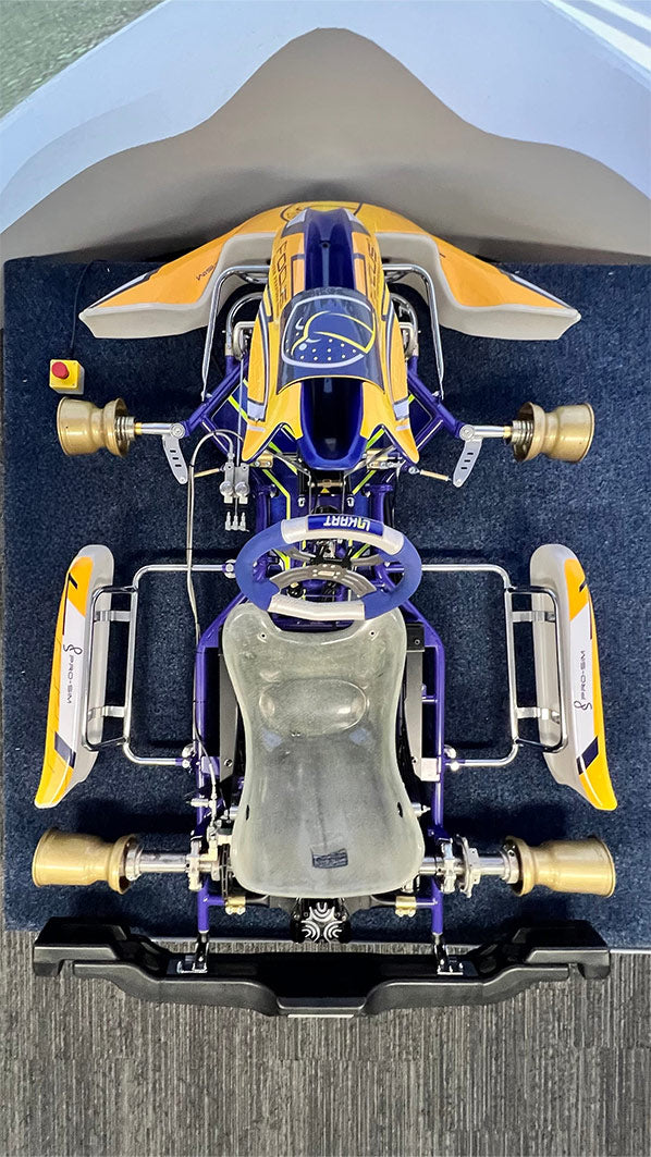 Top view of professional-grade karting simulator
