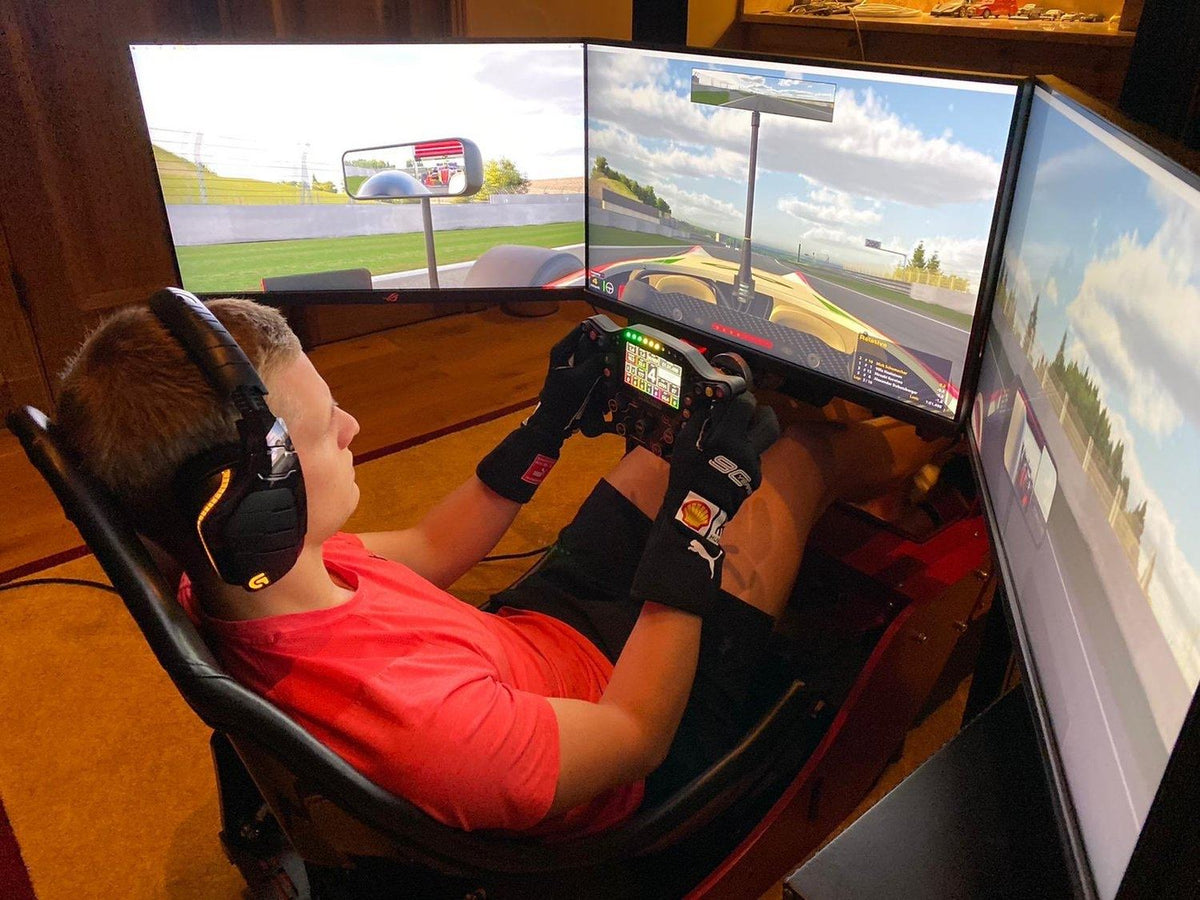 Mick Schumacher in his Cool Performance Formula Pro simulator