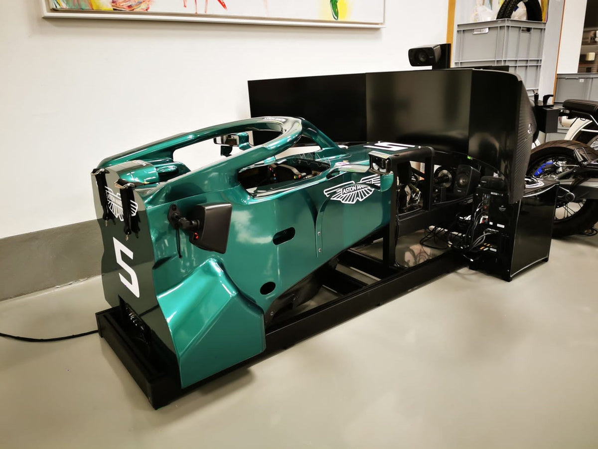 Sebastian Vettel's Aston Martin styled Cool Performance simulator, side view