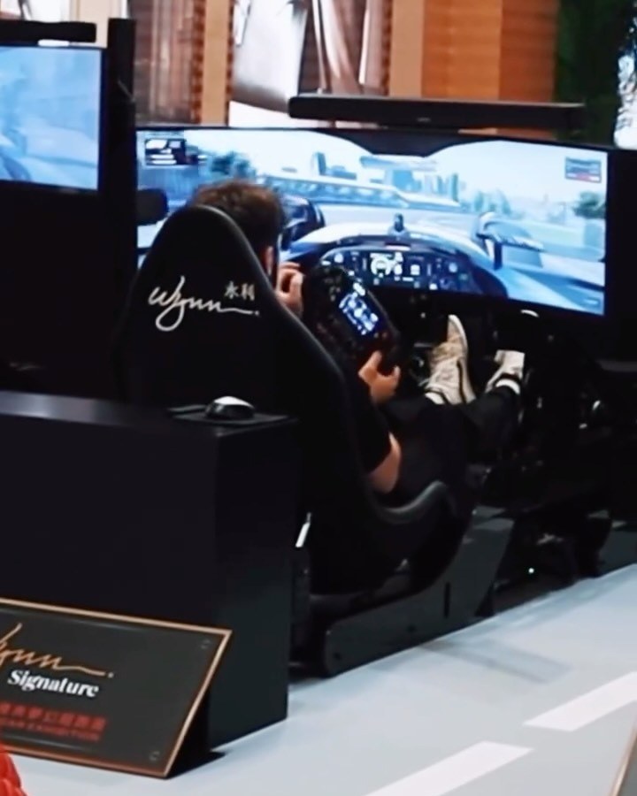 Wynn branded GT Pro racing simulator at the Wynn Palace hypercar exhibition, Macau