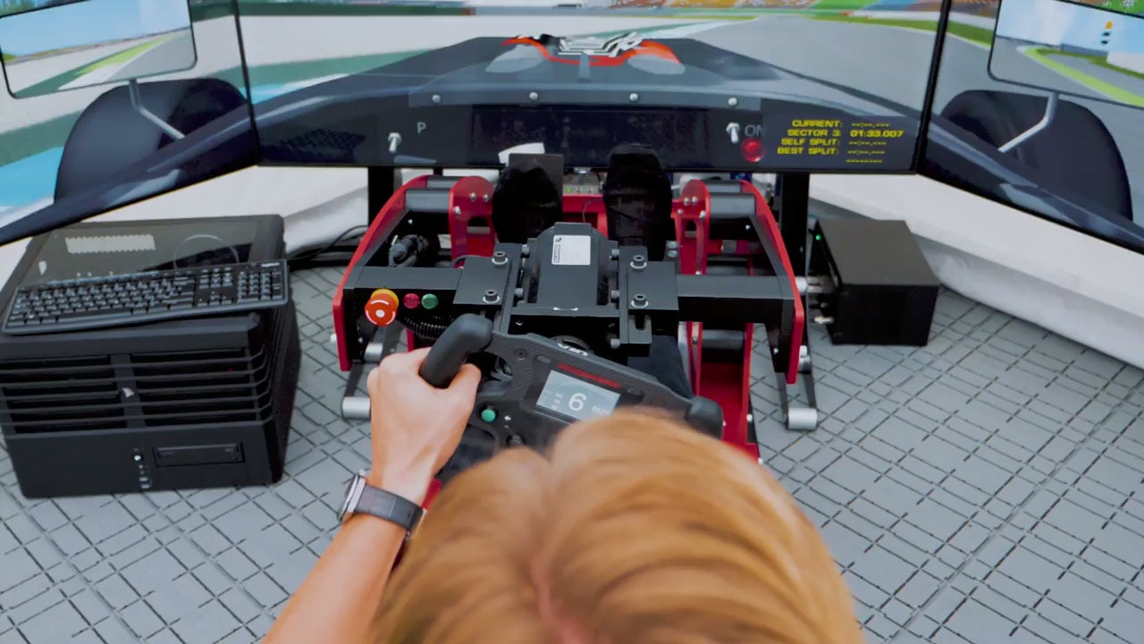 Load video: Professional grade F1 racing simulators available for hire from Cool Performance